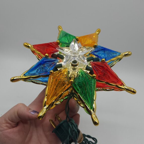 Vintage Christmas Tree Topper Star Plastic with Lights - Picture 2 of 3